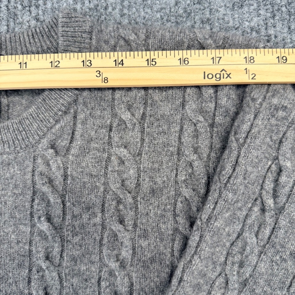 Allen Solly Gray 100% 2 Ply Cashmere Cable Knit Crewneck Sweater Mens Large - Picture 4 of 8